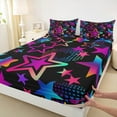 thumbnail image 3 of Feelyou Dreamy Stars Graffiti Queen Sheet Sets for Kids, Black Pink Cartoon Flat Sheet, Fashion Love Heart Queen Fitted Sheet, Luxury Bedroom Decor, 4-Piece, 3 of 7