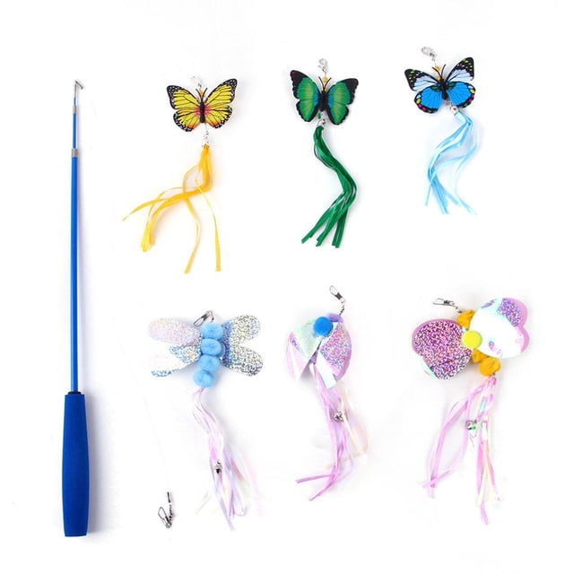 Juguetes de Plumas perfecl para Gatos Variedad de Mariposas y Libélulas Juguete de Varita