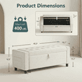 thumbnail image 2 of 46" Storage Ottoman Bench, 3.14" Thicker Upholstered End of Bed Bench with Folding Cover, Side Pocket, 400lb Capacity, for Living Room, Bedroom, Beige, 2 of 11