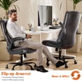 thumbnail image 5 of Yoyomax Office Chair, Ergonomic Executive Computer Desk Chairs with Adjustable Flip-up Armrest, Swivel Task Chair with Lumbar Support, Strong Metal Base, PU Leather, 5 of 8