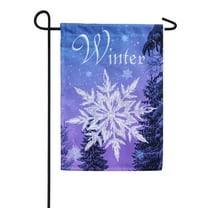 America Forever Winter Snowflake Garden Flag - 12.5 x 18 inches - Let It Snow Blue Hello Winter Night - Double Sided Seasonal Holiday Yard Outdoor Decorative Garden Flag