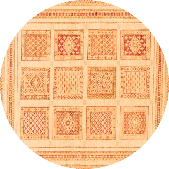 Ahgly Company Indoor Round Abstract Orange Modern Area Rugs, 5' Round