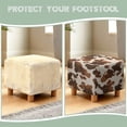 thumbnail image 6 of SCRAWLGOD Fur Cow Print Brown Beige Footstool Slipcover, Thick Footrest Sofa Slipcover Anti Slip Square Covers for Ottoman with Stretch Bottom, 6 of 7