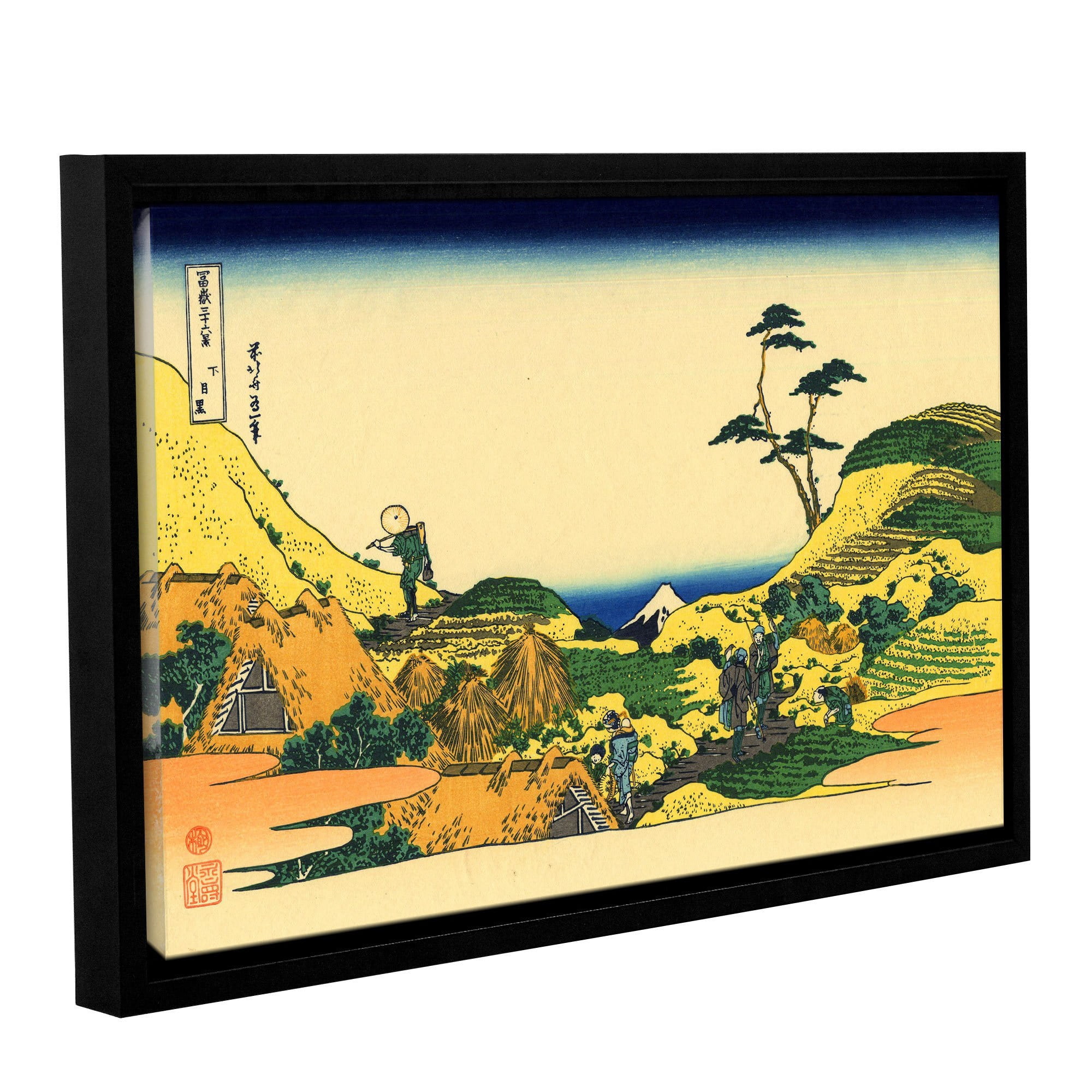 ArtWall Katsushika Hokusai "Shimomeguro" Gallery-Wrapped Floater-Framed Canvas
