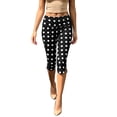 thumbnail image 2 of BRELIL Women's High Waisted Capri Pants Stretch Polka Dot Slim Fit Casual Leggings Streetwear Summer Vacation Outfits, Black M, 2 of 7