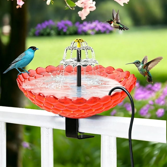 Aufmer Courtyard Backyard Decor Mini Solar Bird Bath Metal Basin Fountain Automatic Water Circulation Design Outdoor Bird Feeding Landscape Ornament For Yard Layout