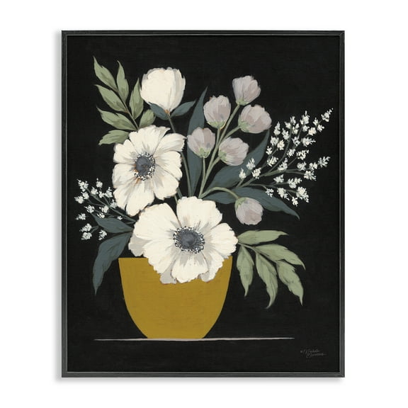 Stupell Industries Potted Flower Bouquet Botanical & Floral Painting Black Framed Art Print Wall Art, 11 x 14