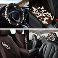 thumbnail image 4 of Yuyamidu Brown Cow Print Car Seat Covers Set of 14 Universal Steering Wheel Cover Seat Belt Pads Armrest Seat Box Cover Headrest Covers Coasters Keychain Auto Accessory, 4 of 7
