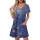 thumbnail image 2 of Vestido Corto de Verano Moda Gradiente Corto de Manga en V Cuello Vestido Casual, Poliéster Ligero de Verano, Lavado de Manos, 2 of 8