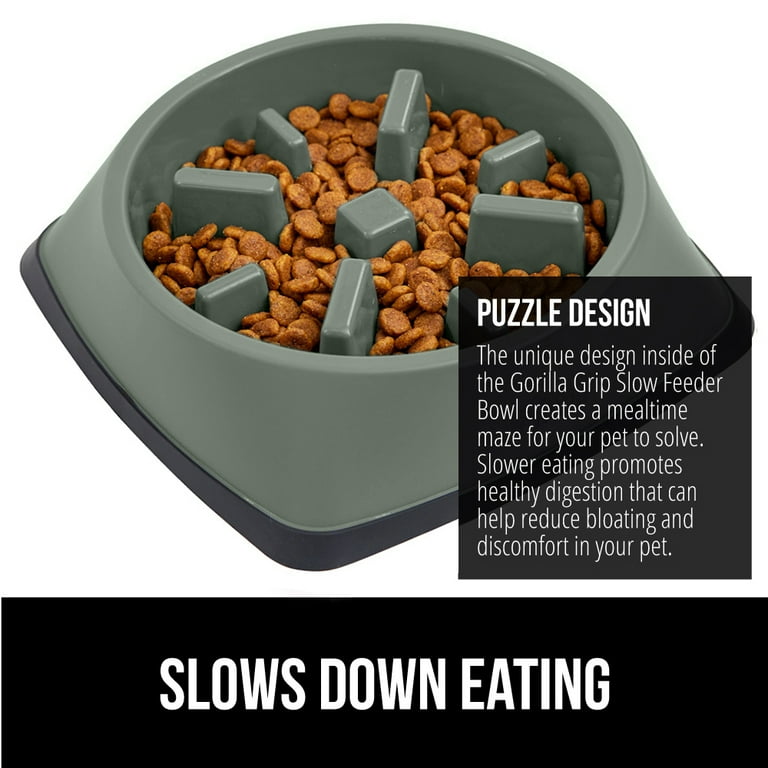 GORILLA GRIP BPA Free Slow Feeder Dog Bowl, Interactive Puzzle Toy