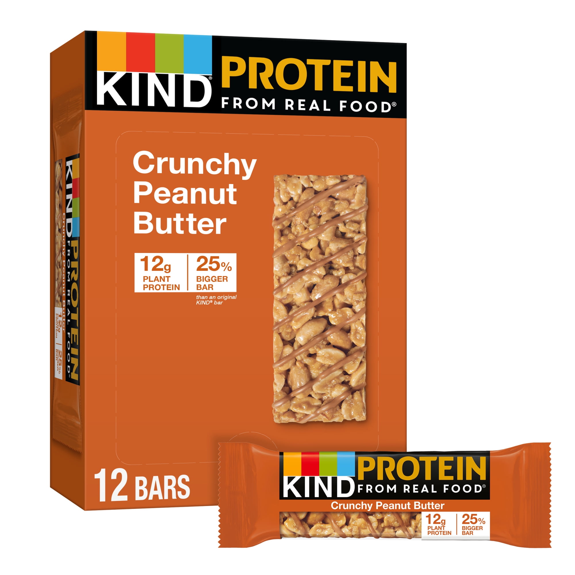 KIND Protein Bars, Crunchy Peanut Butter, Gluten Free, 12g Protein, 1.76oz, 12 Count