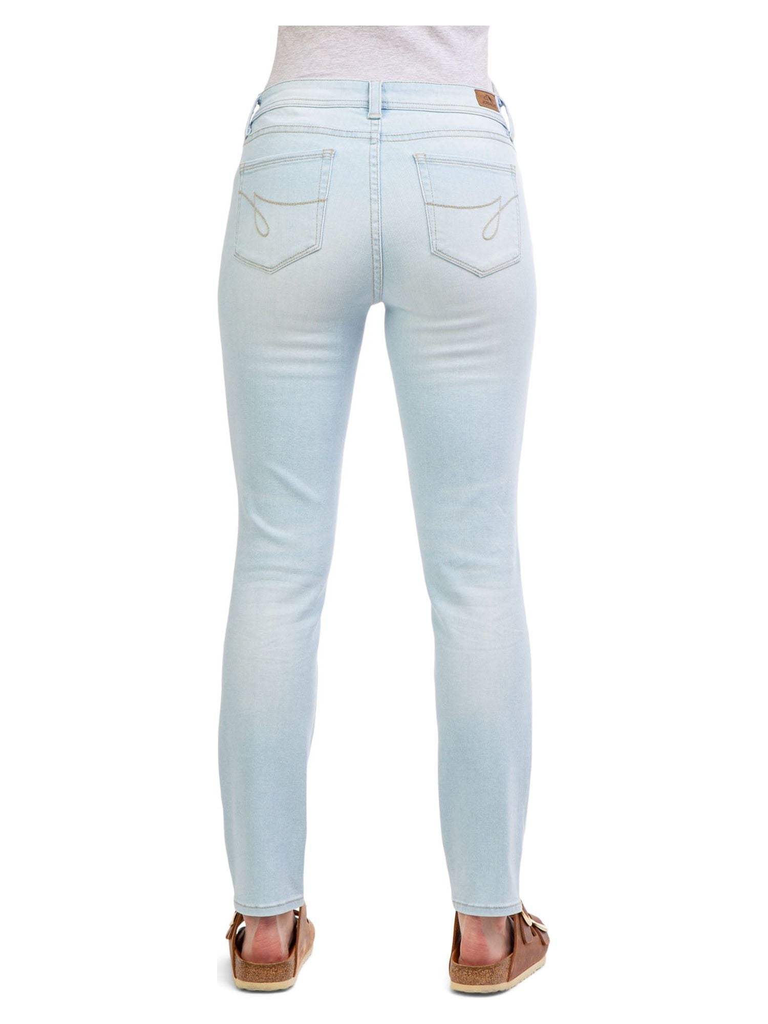 Jordache Women's Mid Rise Skinny Jeans, Regular and Short Inseams
