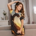 thumbnail image 3 of Yiaed Seaside Sunset Cool Dragon Print Women's Loose-Fit Short Sleeve Nightgown, Soft and Comfortable Sleep Dress for Relaxation and Sleepwear, 3 of 6