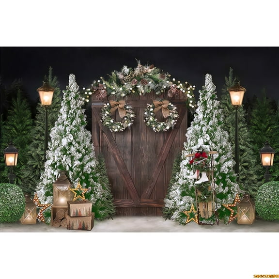 Christmas Room Photography Backdrop Winter Fireplace Window Xmas Tree Gift Family Party Kids Portrait Background Photo Studio