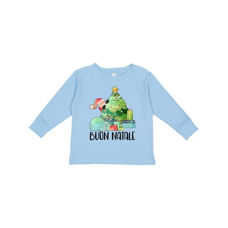

Inktastic Buon Natale Cute Santa and Christmas Tree Gift Toddler Boy or Toddler Girl Long Sleeve T-Shirt