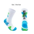 thumbnail image 4 of 1 Pair Long Socks Non-slip Ankle Protection Comfortable Wear-resistant High Elasticity Foot Protector Shockproof Sweat Absorption Basketball Socks for Jogging-Green & White,One Size, 4 of 8