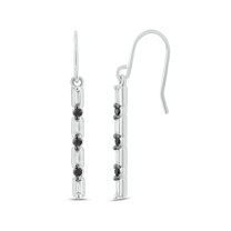 Cali Trove, 925 Sterling Silver Baguette and Round Black Diamond Dangle Earrings for Women, 1/6 Ct