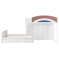 thumbnail image 4 of Harper & Bright Designs Full Size Offset Bunk Bed with Wardrobe & Drawers, Wood Space-Saving Bunk Bed Full over Full Size with Built-in Closet, Hanging Rod, Upholstered Guardrail & Storage, White, 4 of 20