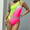 thumbnail image 2 of Babysbule Womens Swimsuits Women's Shoulder Backless Splicing Integrated Bikini Swimming Beachwear, 2 of 4