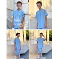 thumbnail image 5 of Arshiner Boy's 2 Pieces Summer Shorts Outfits Linen Set Casual Henley Shirts Short Sleeve Top and Short, 5 of 6