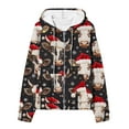 thumbnail image 3 of Sudadera con capucha y manga larga para mujer, informal, con capucha, con estampado navideño, bolsillo, cremallera, manga larga, sudadera con capucha, sudadera de poliéster para mujer, 3 of 4