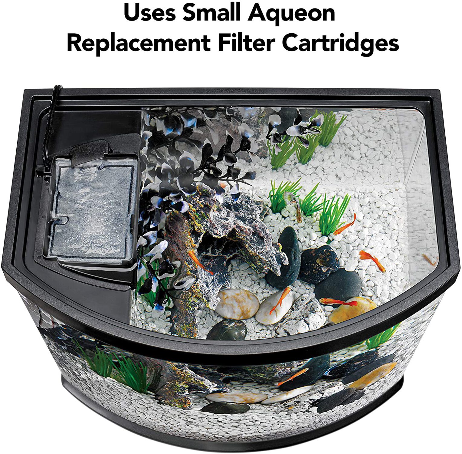 aqueon black 5 gallon led minibow smartclean kit