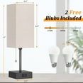 thumbnail image 3 of 15'' Table  Set of 2, 3-Color Bedside Lamps with Pull Chain and AC Outlet, Small Night Light Lamps for Bedroom Living Room, 3 of 6