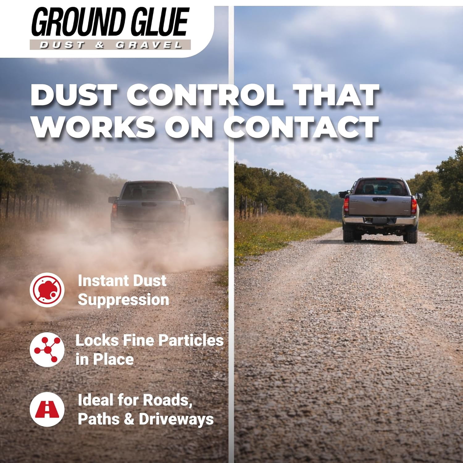 Corrosion Technologies Ground Glue Dust & Gravel, Dust Control Binder for Paths, Roads, Driveways, Ranch & ATV Trails, Super Concentrated Formula for Outdoor Soil & Rock Stabilization, 55 gallon