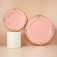 thumbnail image 5 of Balsa Circle 10 Dusty Rose Round 8" Disposable Plastic Salad Dinner Plates Gold Embossed Baroque Trim Party Events Decorations, 5 of 8