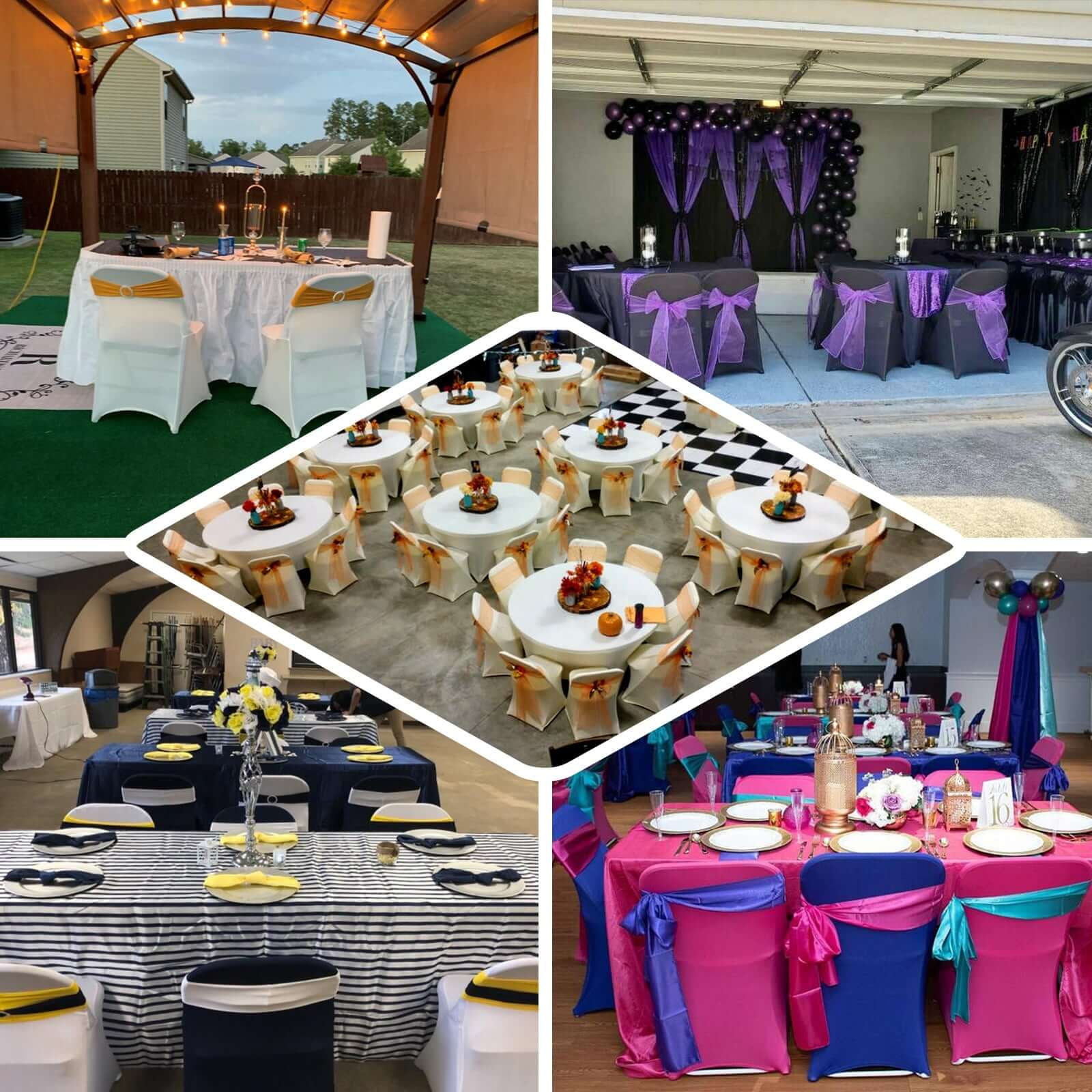 Efavormart 10PCS Stretchy Spandex Fitted Folding Chair Cover Dinning Event Slipcover For Wedding Party Banquet Catering- Burgundy