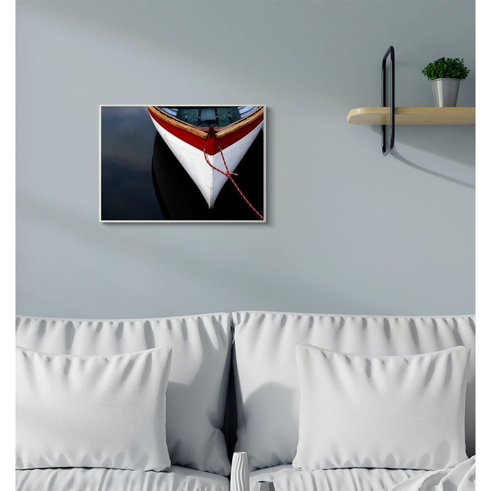 The Stupell Home Decor Collection Bow of a White Wooden Docked Boat Wood Wall Art