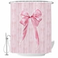 thumbnail image 2 of Shower Curtains for Bathroom, Pink Bow Waterproof Fabric Shower Curtain, Cute Watercolor Girls Cartoon Luxury Decorative Bathroom Curtain for Bathtub, 66"x72", No Hooks Included, 2 of 9