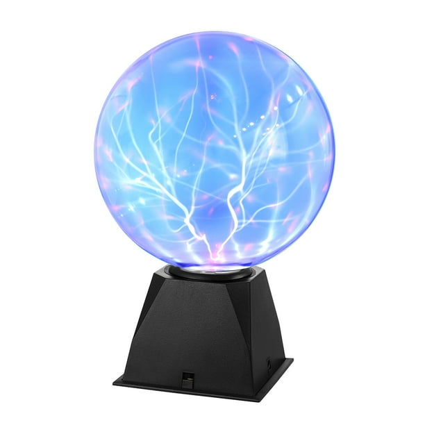 LEDMOMO Lámpara de bola de plasma táctil de 8 pulgadas Luz Sonido Esfera Globo Juguete novedoso para niños con enchufe de la UE (luz azul)