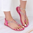 thumbnail image 3 of IUJSOY Flat Sandals for Women Fashion Rhinestone Thong Sandals with Ankle Elastic Strap for Summer, 3 of 7