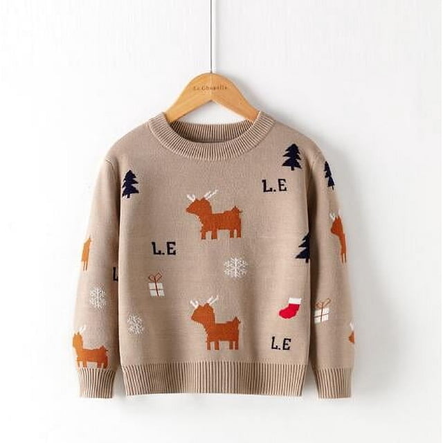 Suéteres con estampado de dibujos animados para niños y niñas, suéter de punto de manga larga, abrigo, Tops, ropa de Navidad, Otoño e Invierno