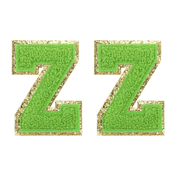Uxcell Chenille Letter Patches 2.2" Self Adhesive Letter Z Stick on Embroidered Patch for Clothing Repair (Green, Pack of 2)