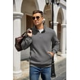 thumbnail image 4 of COOFANDY Mens Quarter Zip Pullover Quilted Sweatshirt Knit Long Sleeve Mock Neck Sweater Polo with Pocket, 4 of 10