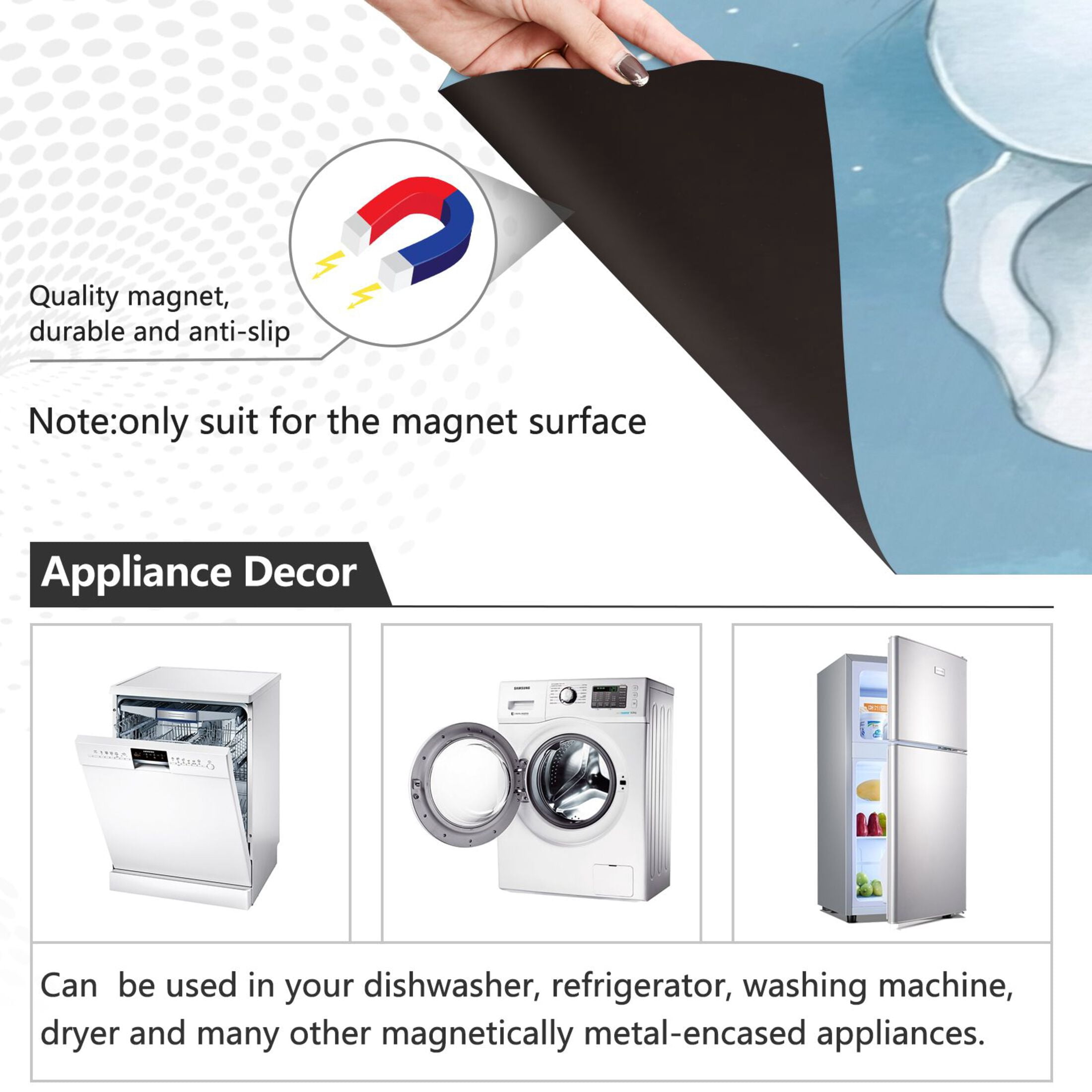 Dishwasher Magnetic Sticker 23x26 Inch Refrigerator Magnetic Sticker Washing Machine Magnetic Sticker Kitchen Panel Magnetic Sticker Home Decor Cute Little Blue Elephant
