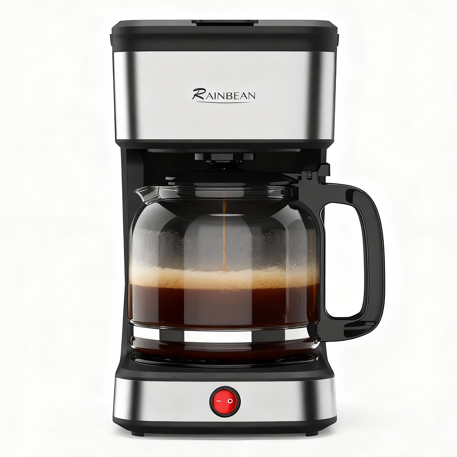 15-Cup Drip Coffee Maker, Home/Office Coffee Brewing Machine with Removable Filter, Glass Carafe and Heated Base, Black & Stainless Steel