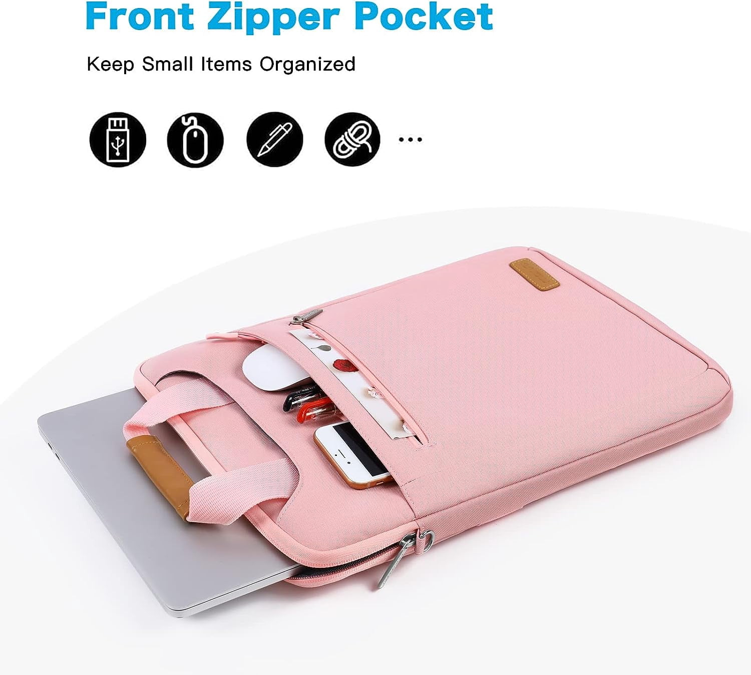 Mosiso Vertical Laptop Shoulder Bag 15.6 inch for MacBook Air Pro 15 16 inch M2 A2941 A2780 M1 A2485 A2141 A1398 Notebook Briefcase with Zipper Pockets,Pink