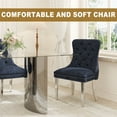 thumbnail image 3 of 5-Piece Dining Table Set, 63" Rectangular Tempered Glass Table & 4 Button-Tufted Velvet Chairs with Stainless Steel Legs, Dining Set for Kitchen, Office, 3 of 8