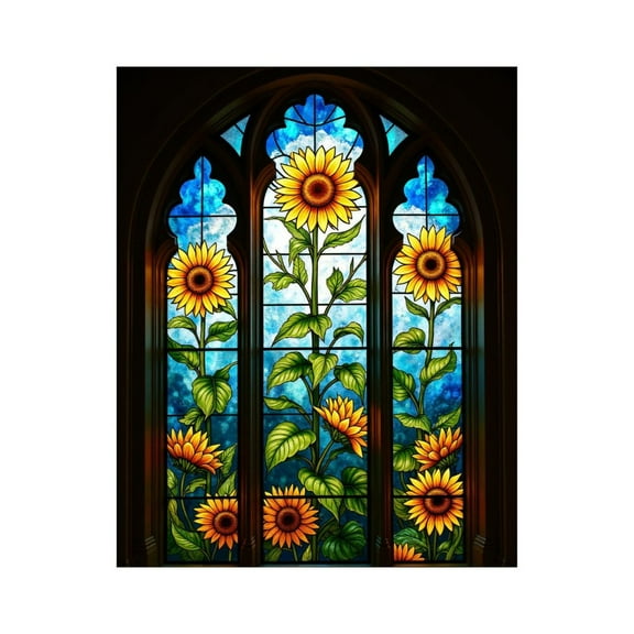 Paint by Numbers Kit for Adults, Sunflower Stained Glass Art Window Paint by Numbers, Easy Paint by Numbers Kit for Adults Beginner, DIY Adult Paint by Number Kits on Canvas, 12x16in Home Decor
