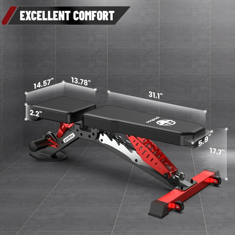LNOW Heavy-Duty Weight Bench, 1200 lb, Flat/Incline/Decline photo 8