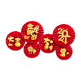 thumbnail image 5 of Tachiuwa 6Pcs 2024 Chinese New Year Paper Fans Traditional Paper Fans Spring Festival Wall Lunar New Year Decor for Party Home E, 5 of 10