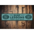thumbnail image 2 of Surf Lessons Sign, Dawn Till Dusk Private or Group Surfing Sign, Custom Beach Location Aluminum Decor - 4x18 inches, 2 of 4