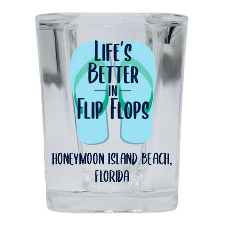 

Honeymoon Island Beach Florida Souvenir 2 Ounce Square Shot Glass Flip Flop Design 4-Pack