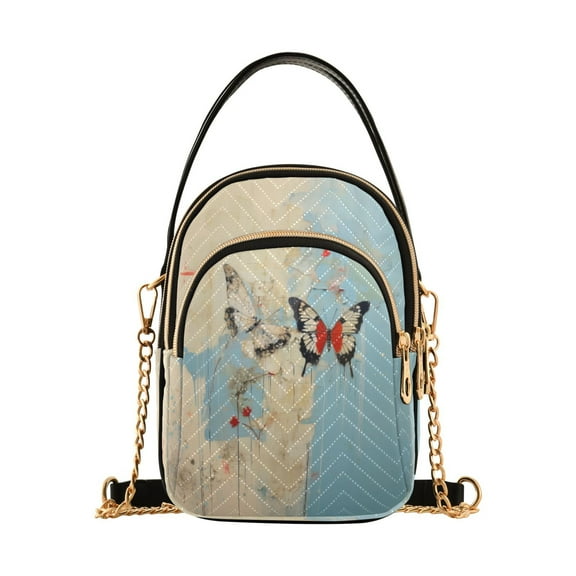 ALAZA Chain Crossbody Bags for Women Butterfly Paint Shoulder Handbag Phone Purse