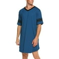 thumbnail image 6 of KAWELL Men's Nightshirt, Cotton Nightwear Comfy Big&Tall V Neck Short Sleeve Soft Loose Pajama Sleep Shirt, 6 of 6