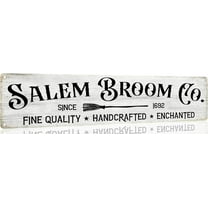 Salem Broom Co Vintage Signs Retro Metal Signs for Kitchen Home Halloween Wall Bar Farmhouse Halloween Decor Halloween Front Door Decor 4x16 Inch