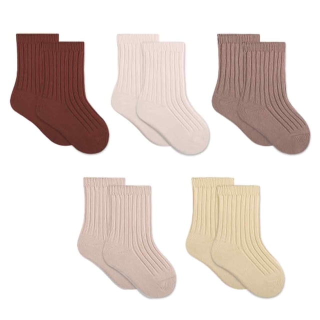 Laklulu Un conjunto de calcetines de bebé de color rojo rojizo y marrón, calcetines de algodón sueltos y transpirables de otoño